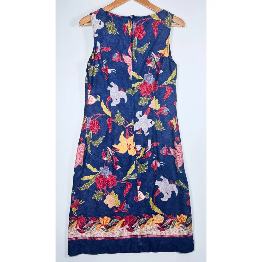 Pataloha Patagonia Dress Size 8 Blue Floral Cotton Knee Length Made in Portugal
